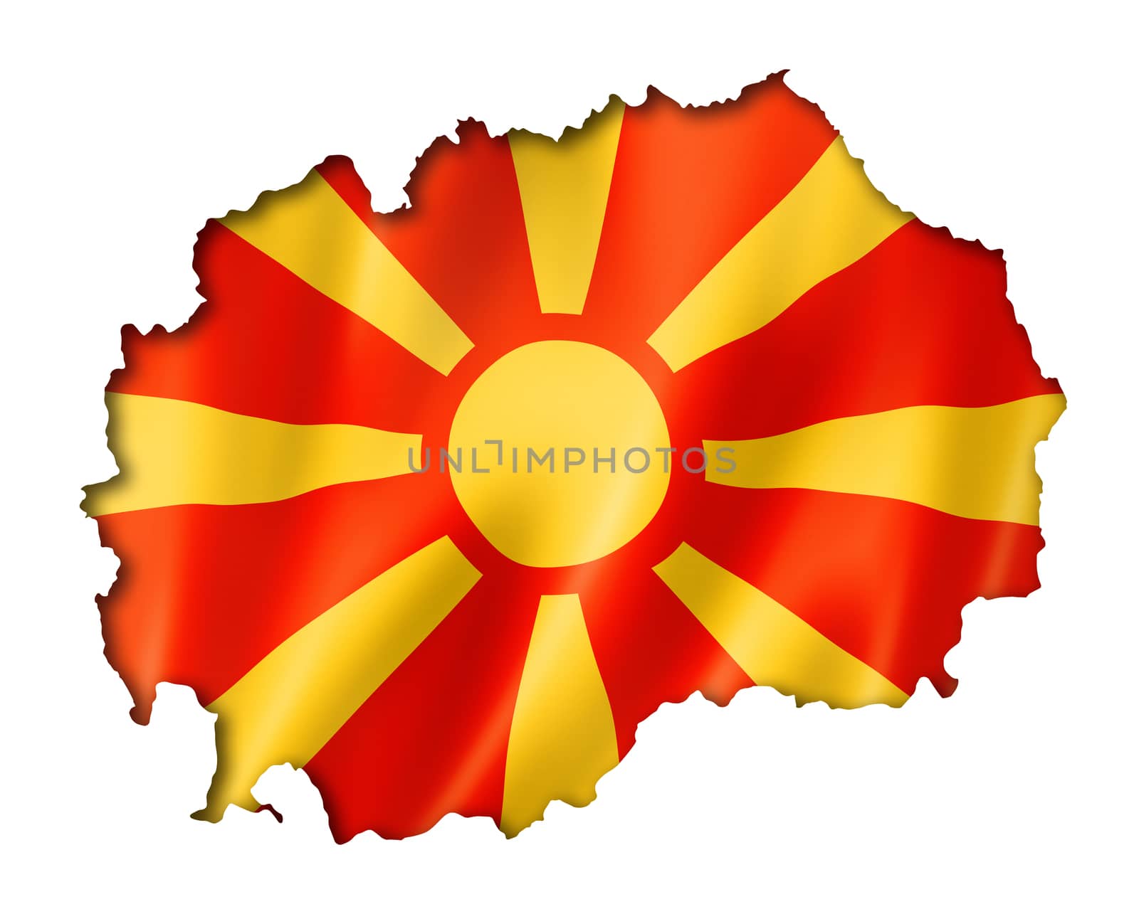 Macedonia flag map, three dimensional render, isolated on white