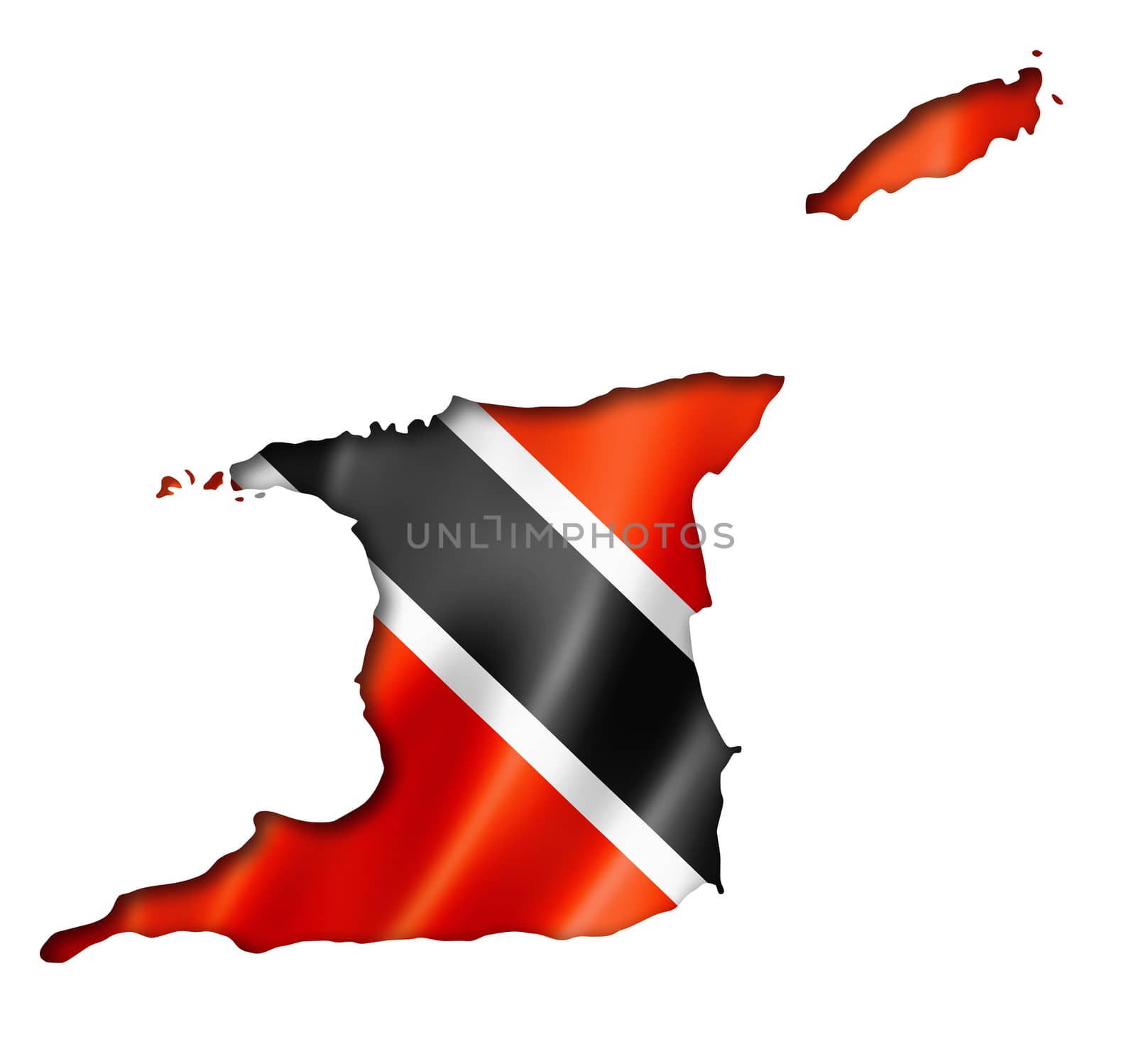 Trinidad And Tobago flag map, three dimensional render, isolated on white