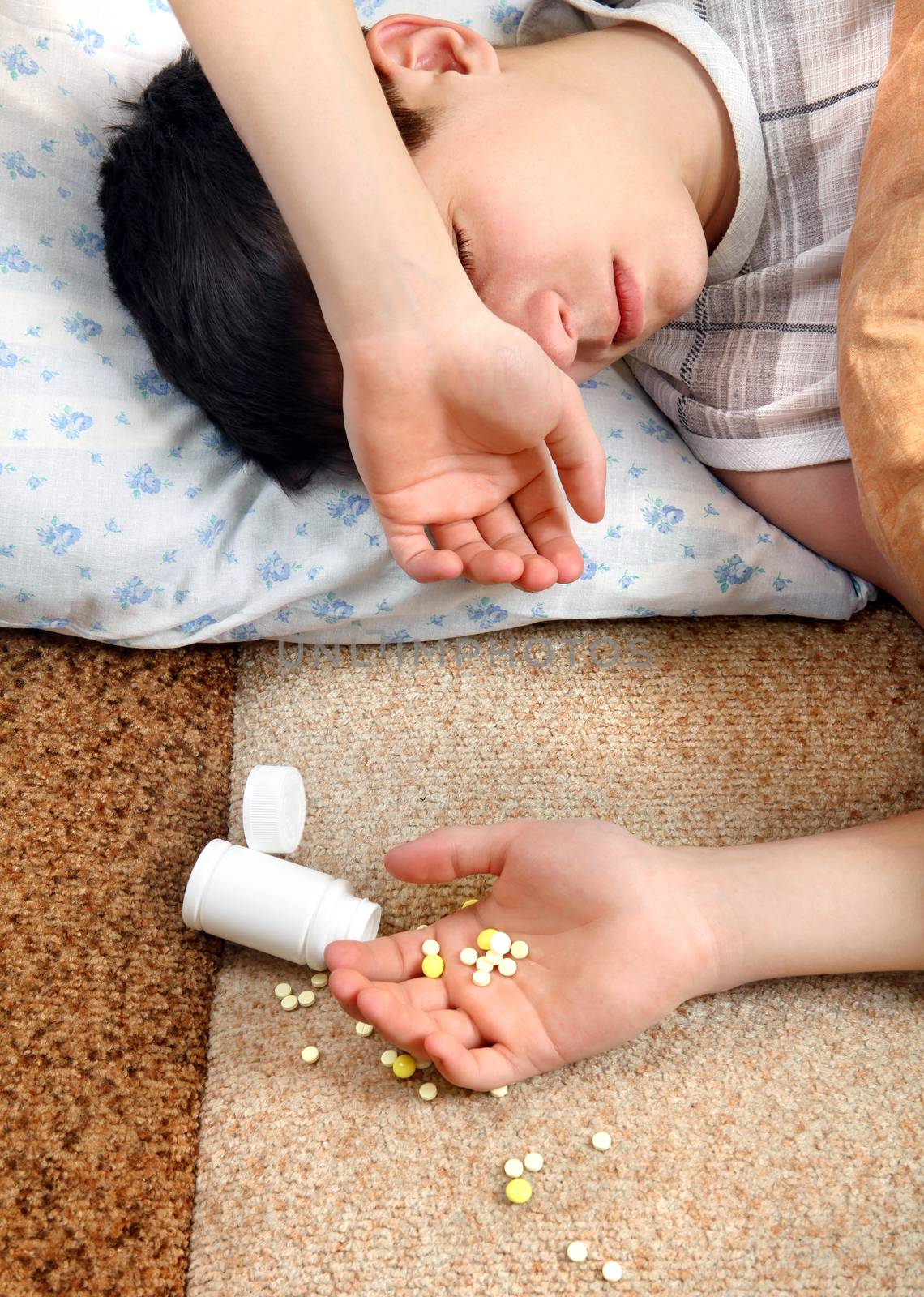 Teenager sleeps near the Pills by sabphoto