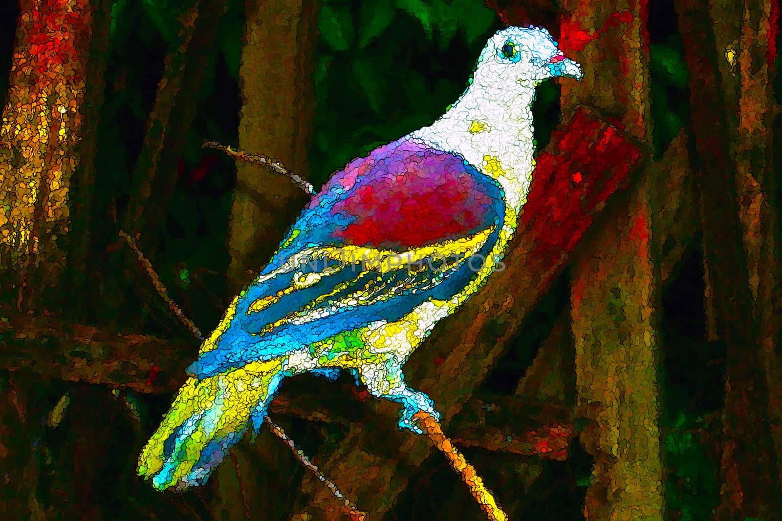 Colorful bird creative painting style by Nonneljohn