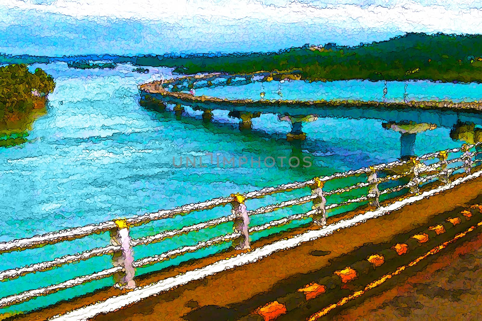 Winding bridge creative painting style by Nonneljohn