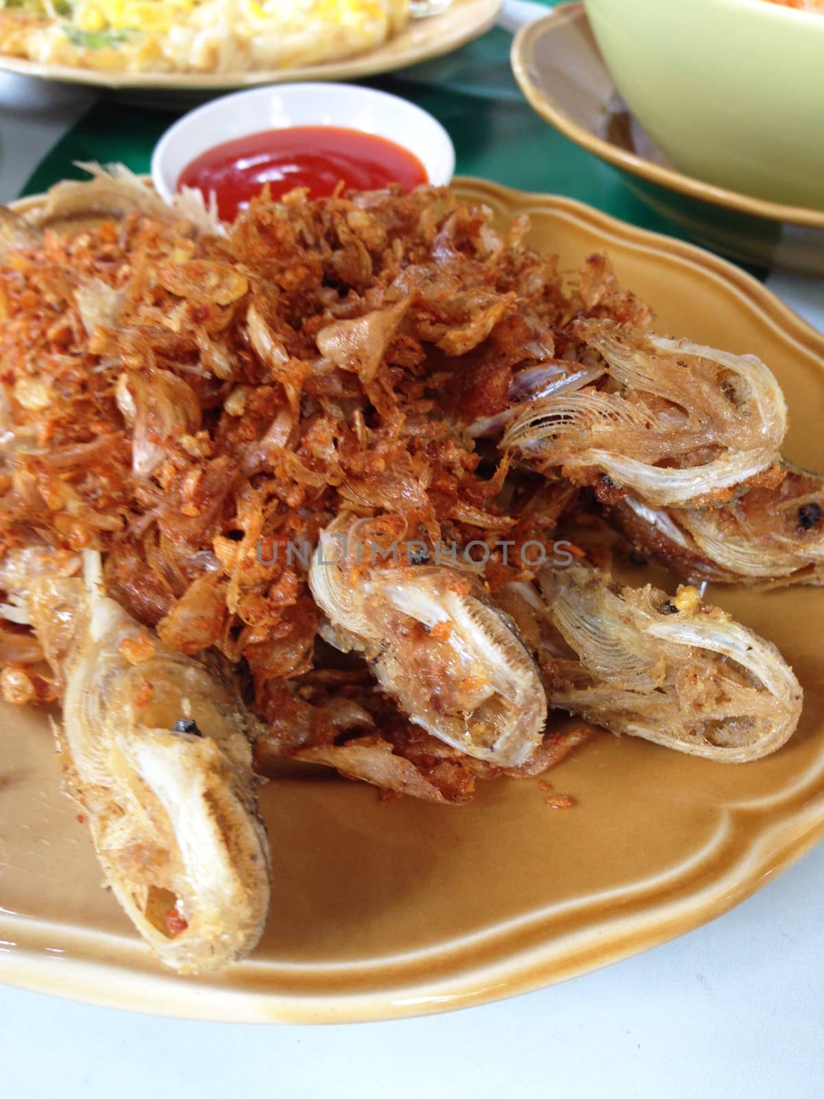 closed up the fried fish on a dish