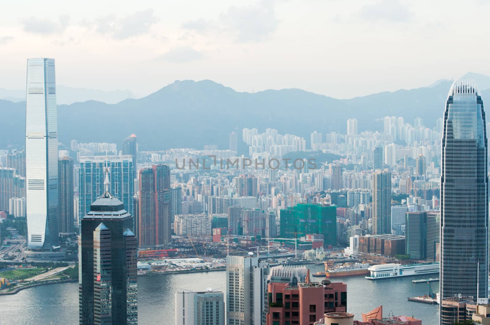 the view of city and sea in Hongkong