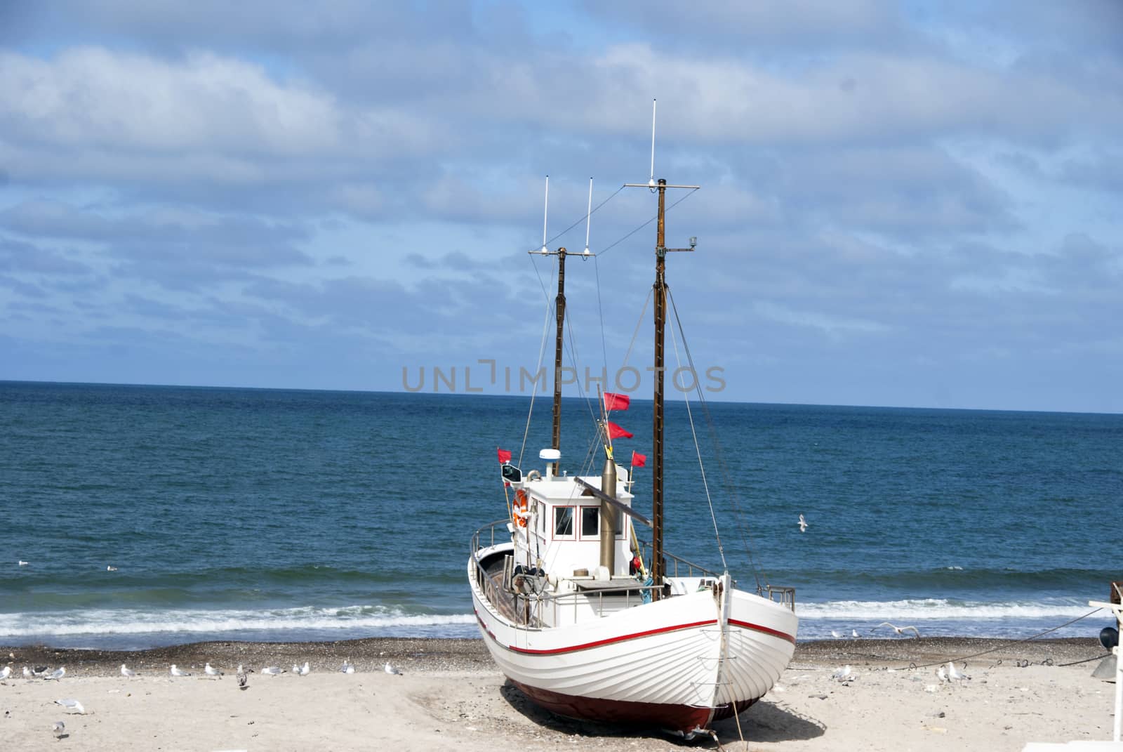 Fishing boat on the beach in Denmark