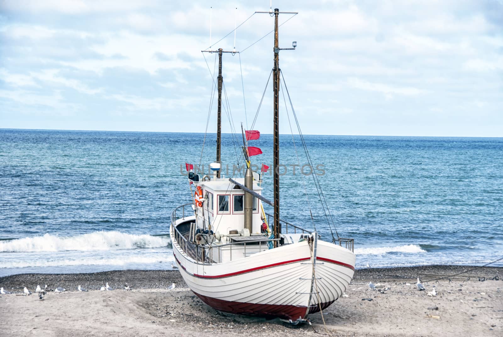 Fishing boat on the beach in Denmark