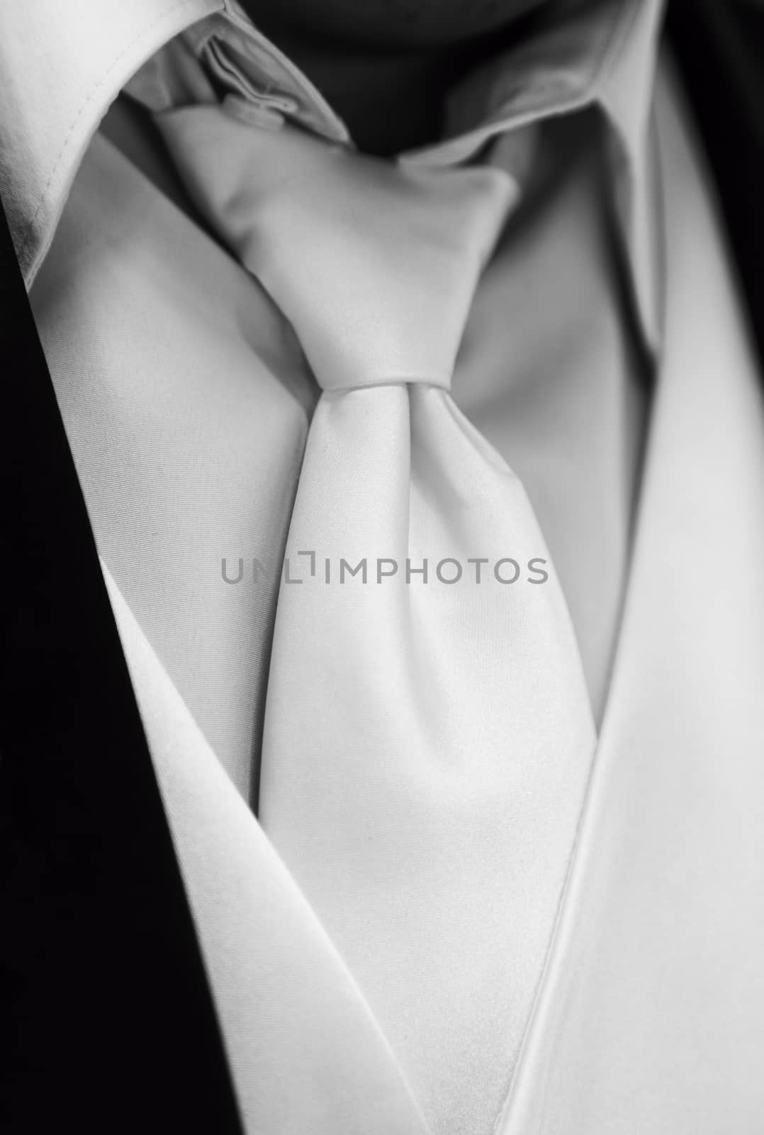Black and white version of the grooms shirt, vest, and tie. 