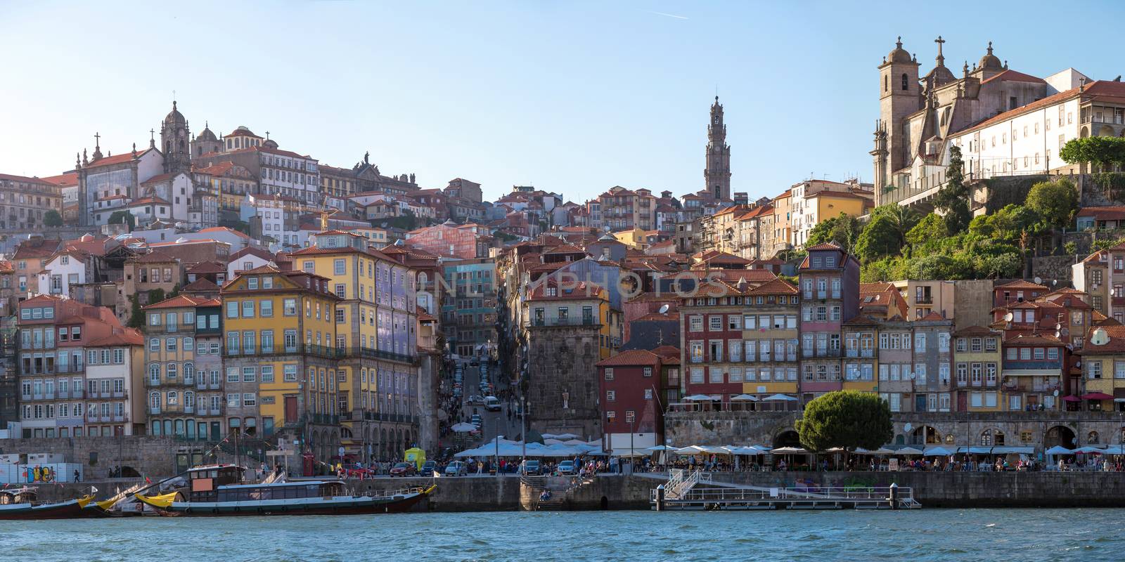 Panorama ancient Town of Porto along douro river from Gaia
