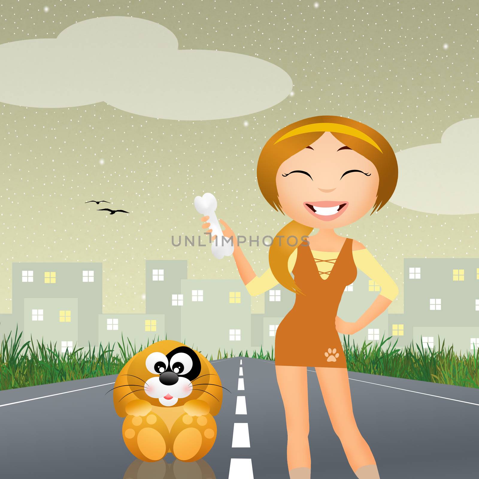 illustration of 







girl dog sitter
