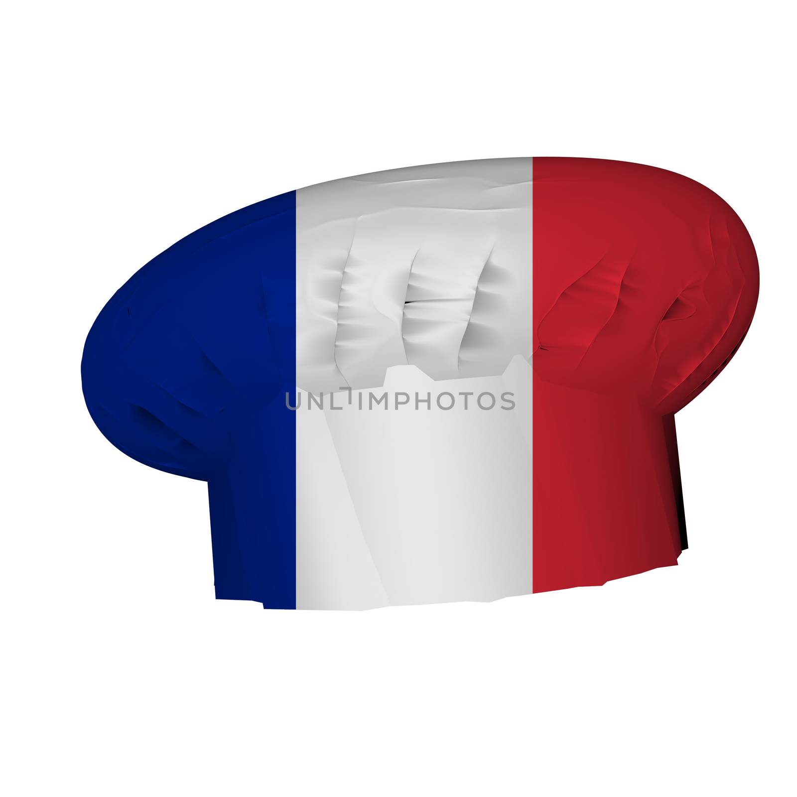 Cook's hat decorated with French flag, 3d render