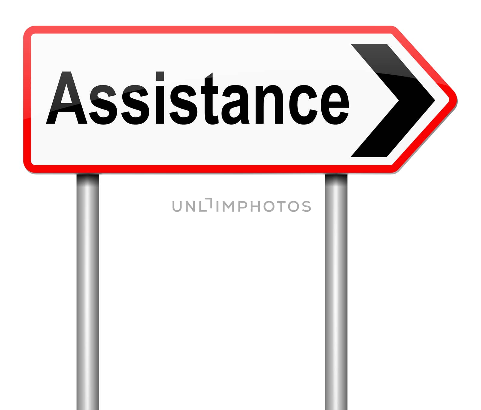 Illustration depicting a sign with an assistance concept.