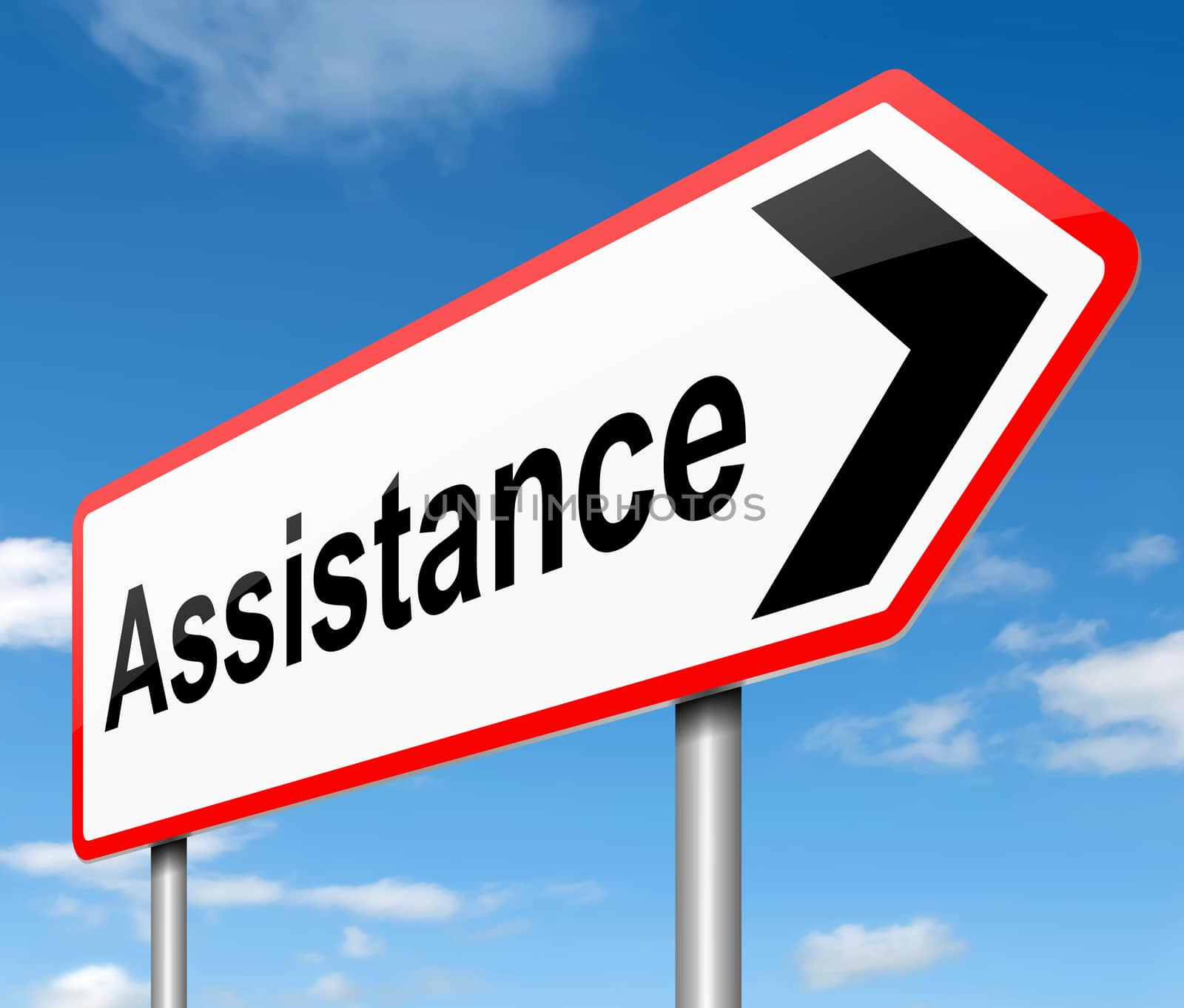Illustration depicting a sign with an assistance concept.