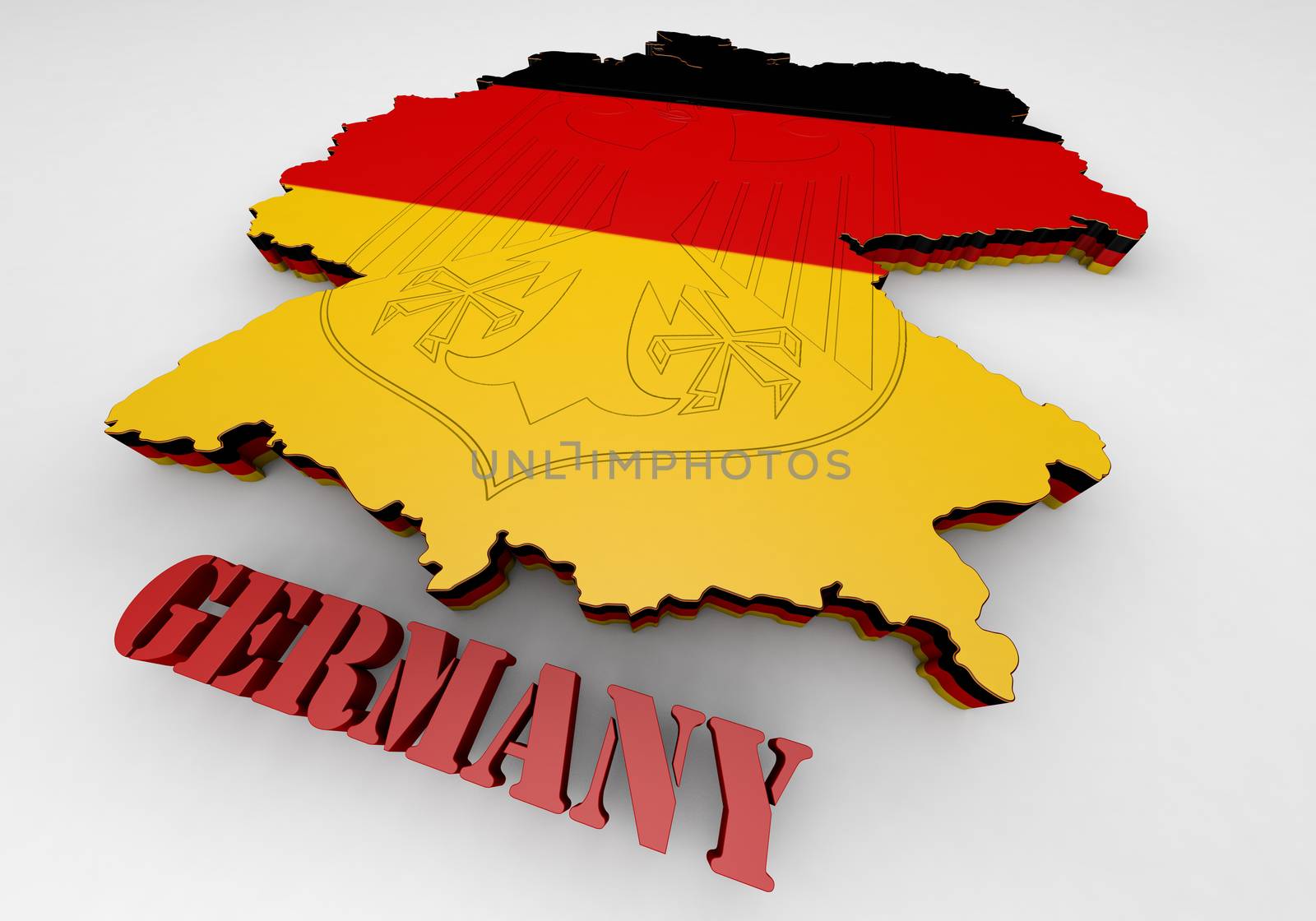 3D Map illustration of Germany with flag