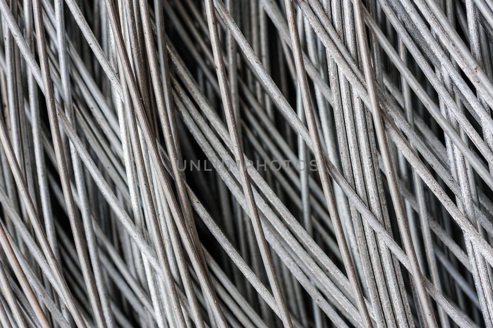 hank of metal wire, selective focus, usable as background