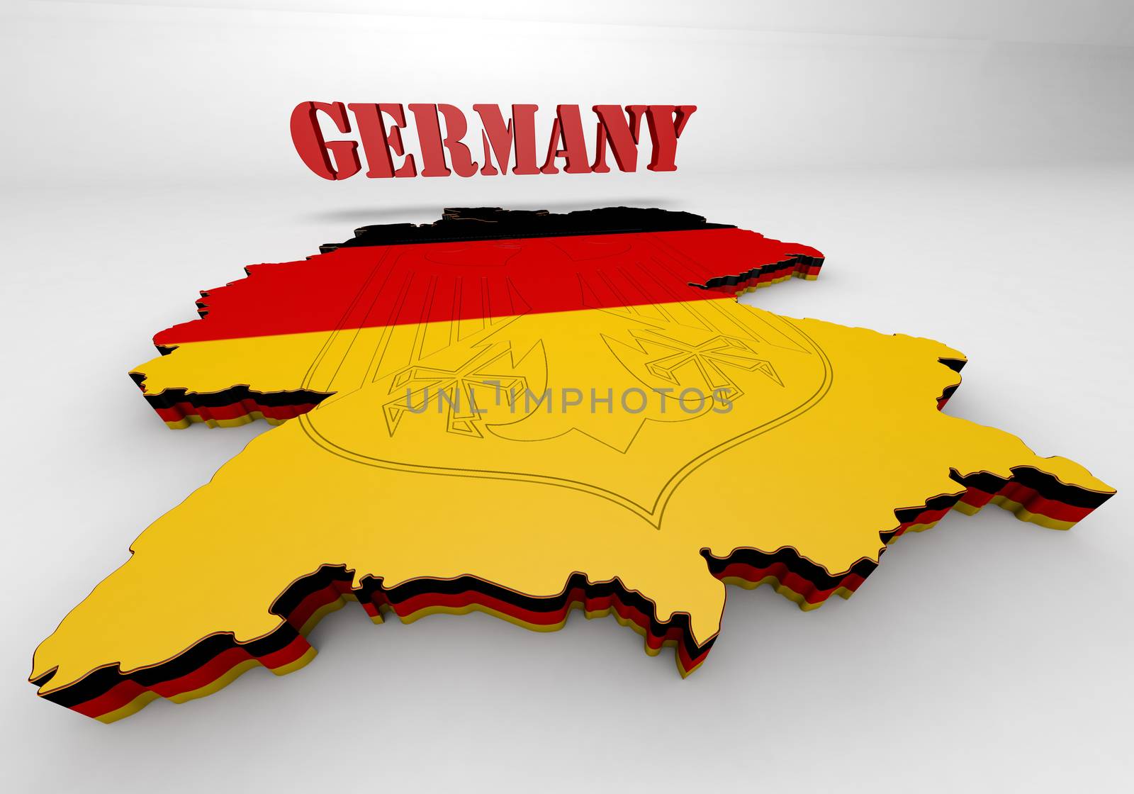 3D Map illustration of Germany with flag