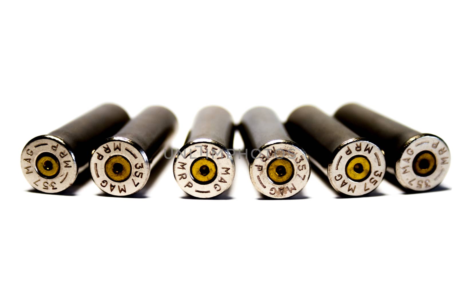 Six cartridge cases, caliber 357 Magnum fired, firing pin impres by MarkDw