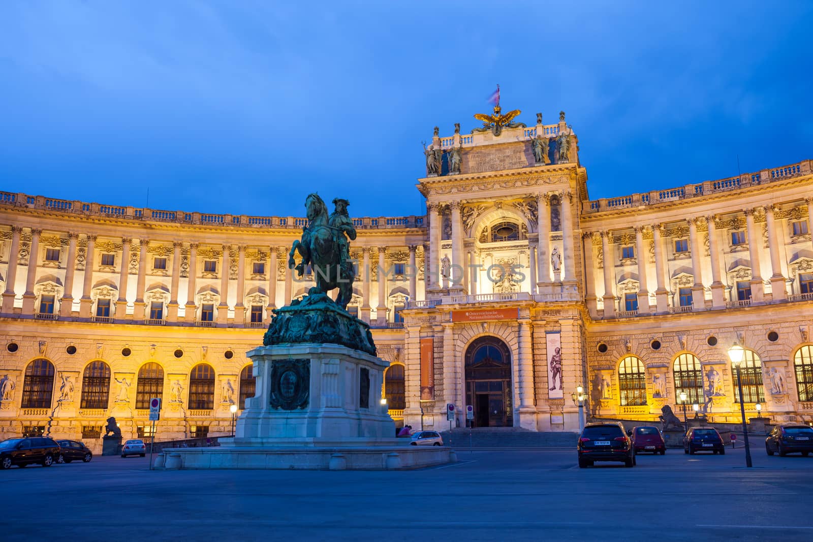 VIENNA, AUSTRIA - AUGUST 4, 2013: Vienna Hofburg Imperial Palace at night, Austria