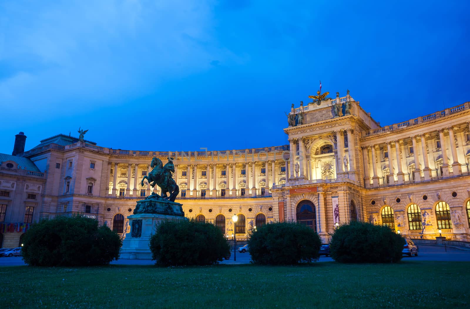 VIENNA, AUSTRIA - AUGUST 4, 2013: Vienna Hofburg Imperial Palace at night, Austria