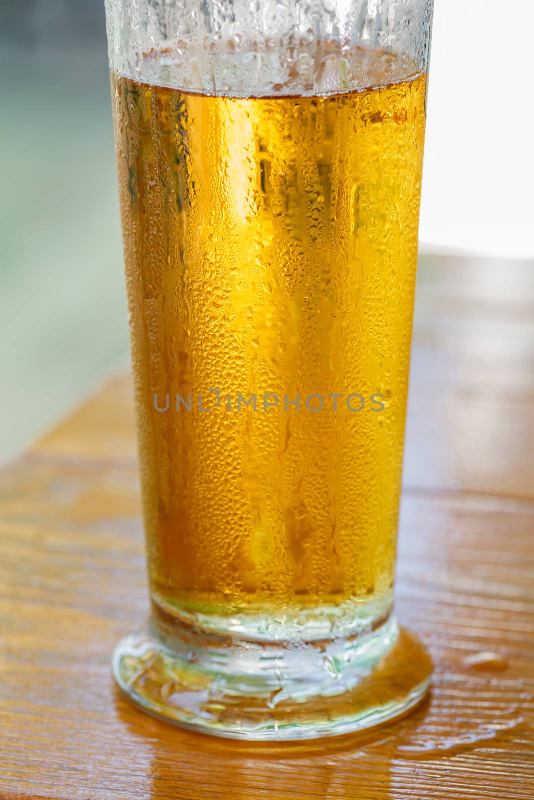 misted glass of cold drink, close-up