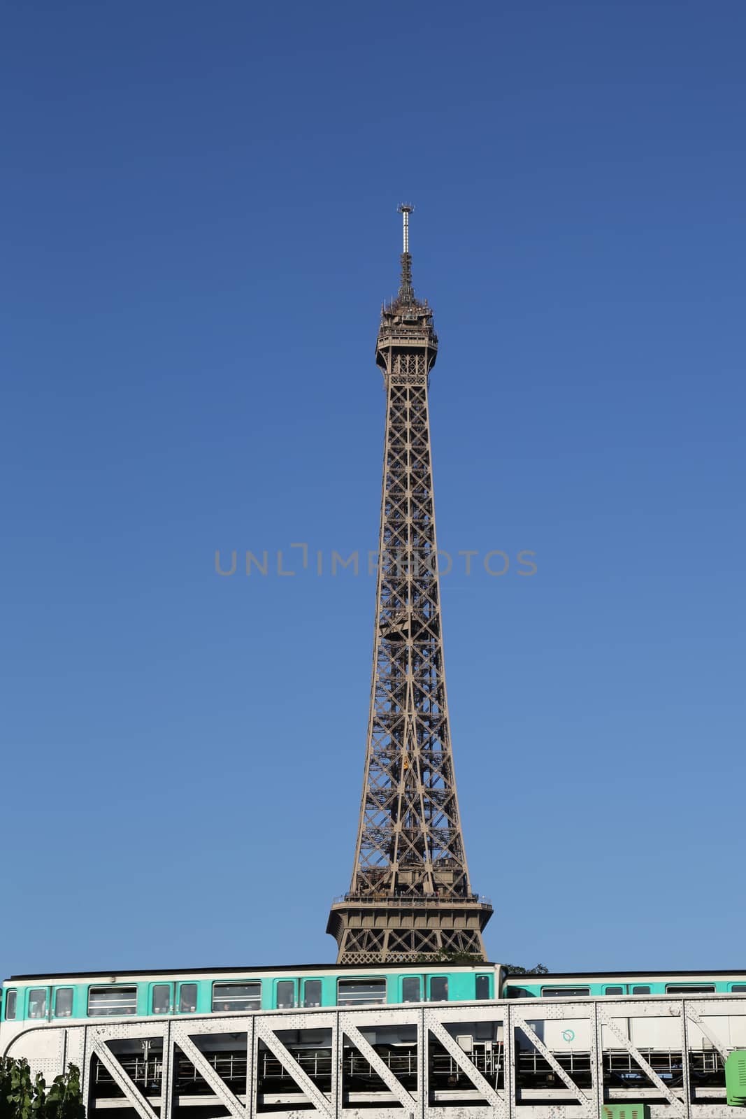 Eiffel Tower in Paris France seen from the Seine River