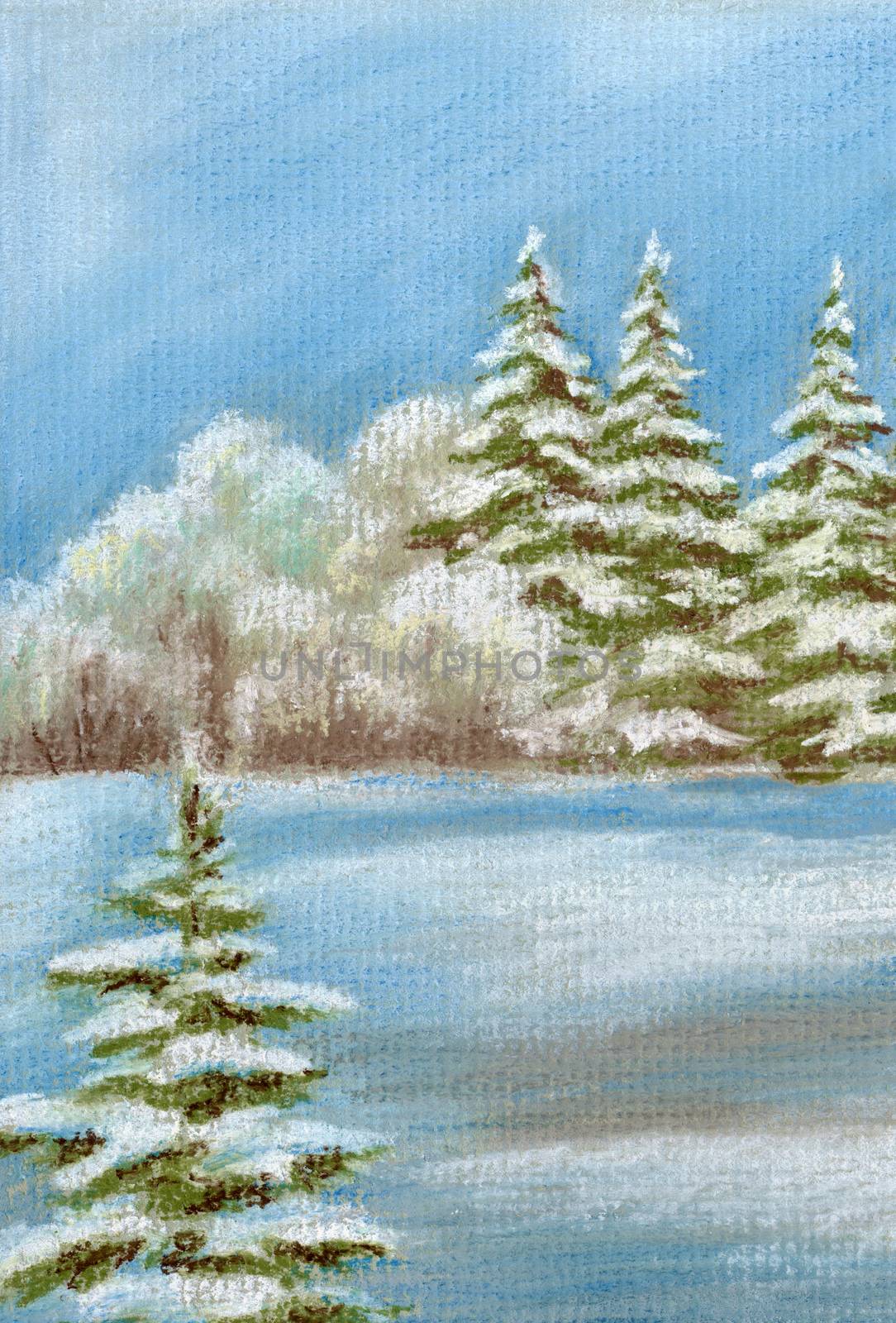 Painting, winter forest by alexcoolok