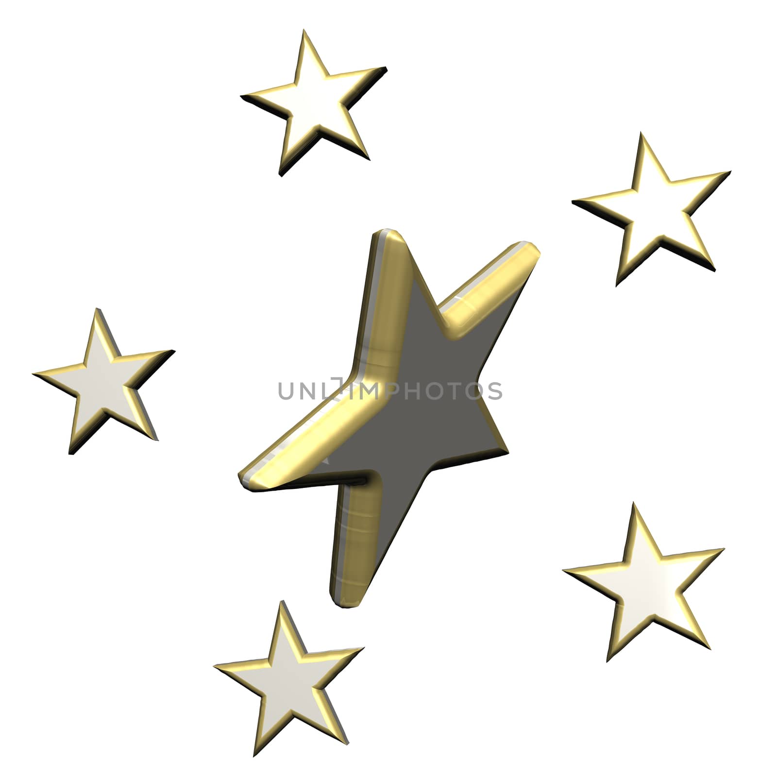 Stars. Isolated on white. Three dimensional render.