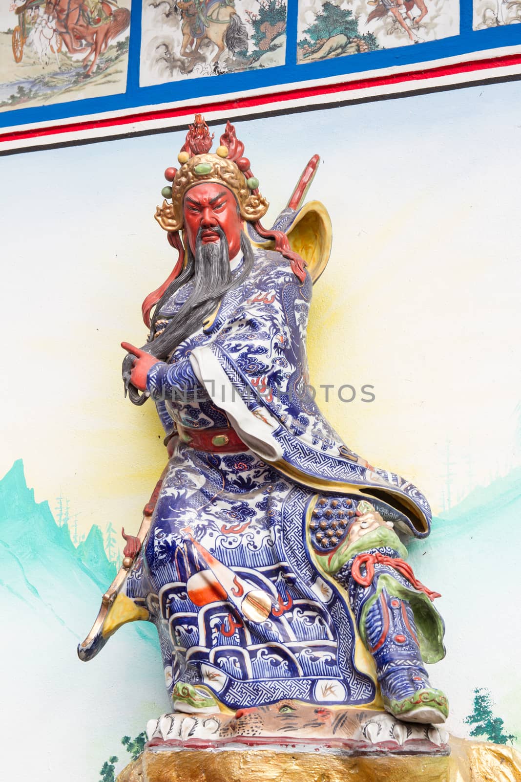 Statue Of Guan Yu (God of honor) in Chinese temple