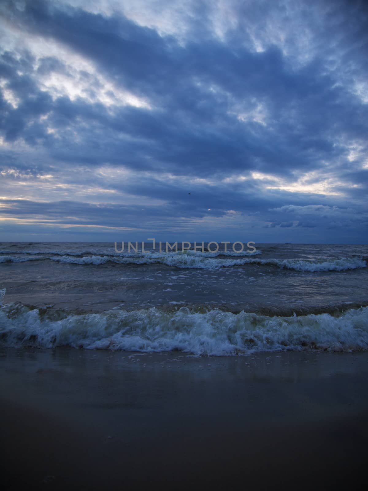 Waves in the Baltic Sea in the evening