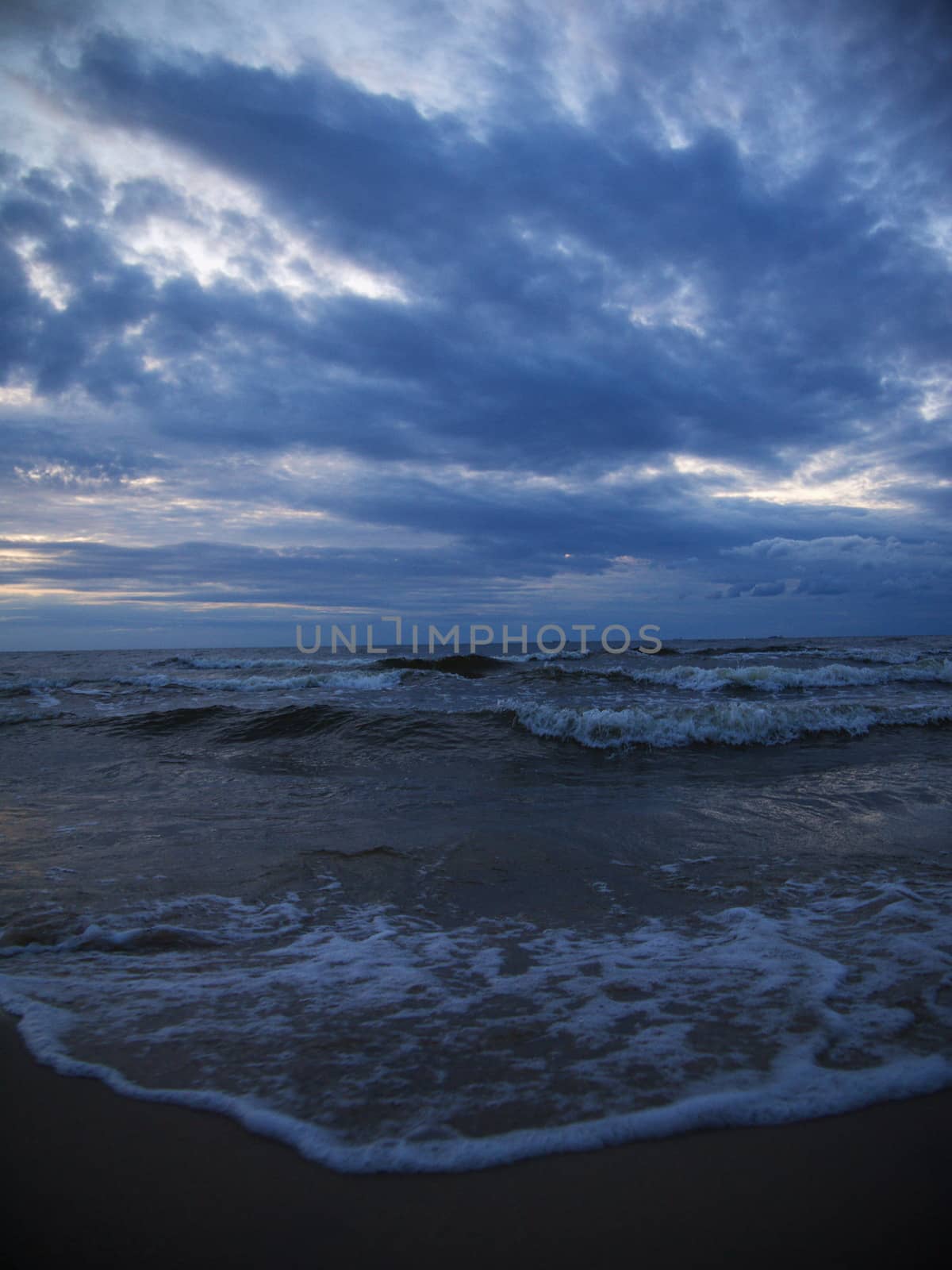 Waves in the Baltic Sea in the evening