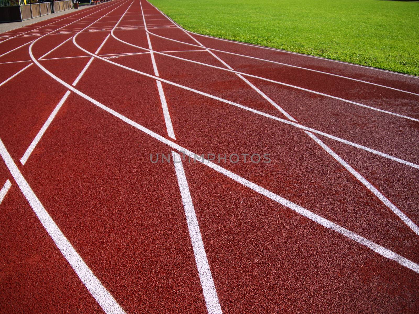 Red racetrack on the stadium in Riga
