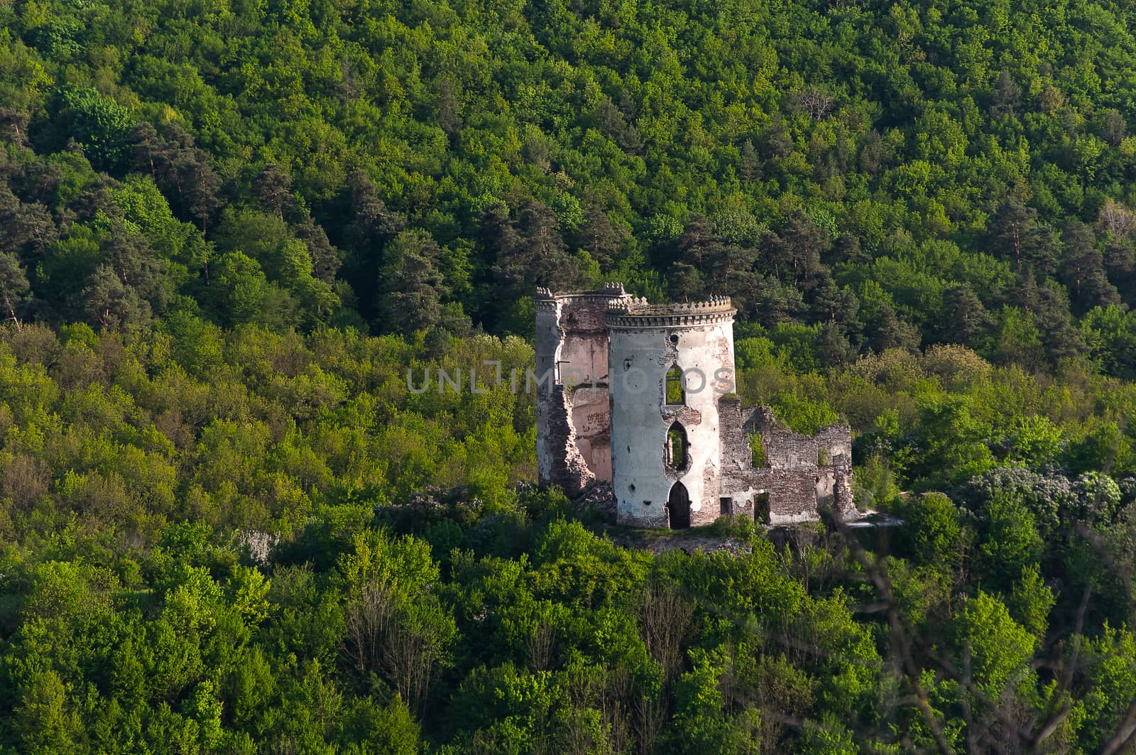 Ruins of Chervonohorodsky (Chervonohrad) Castle in Ternopil region of Ukraine