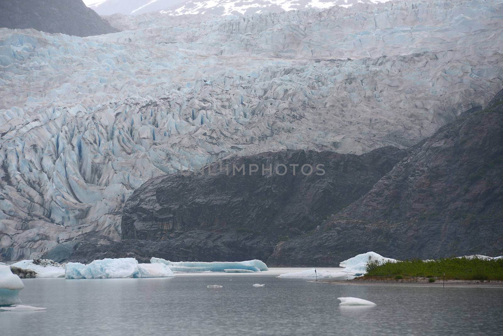 Mendenhall Glacier in Juneau Alaska with a glacial lake