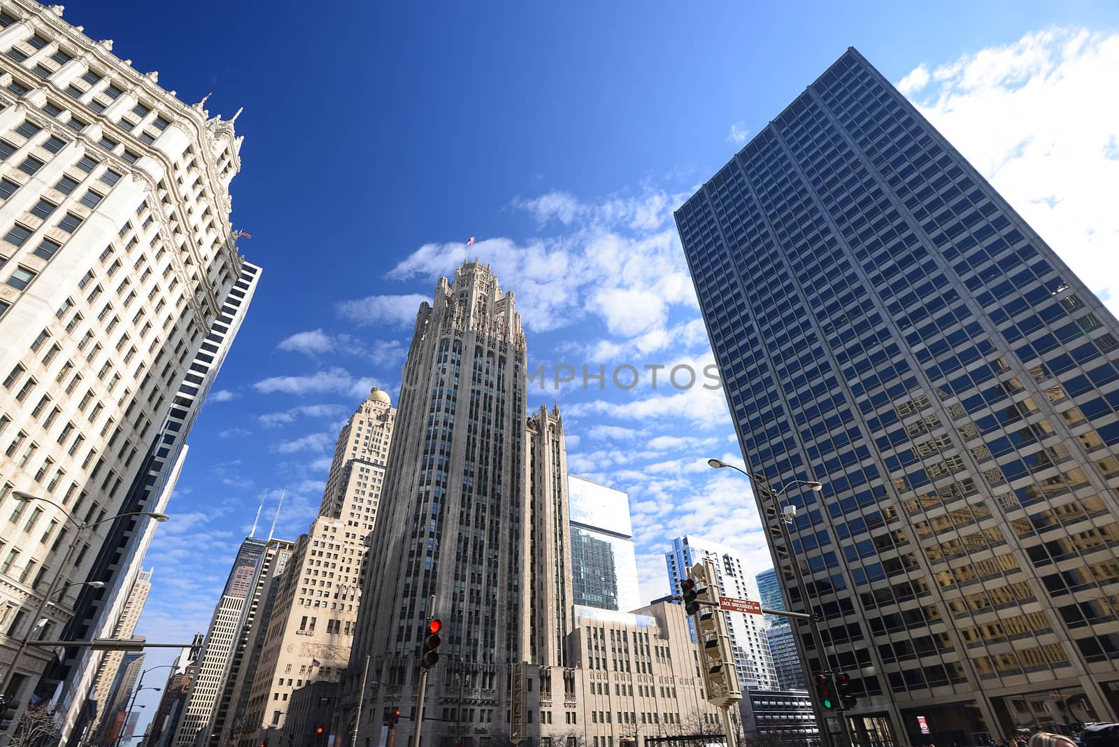 tall building with blue sky in chicago