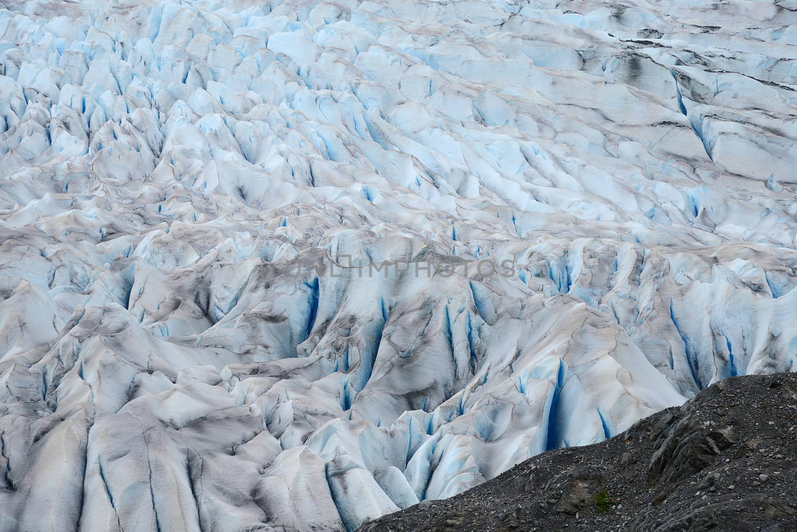 Ice crack feature at Mendenhall Glacier in Juneau, Alaska