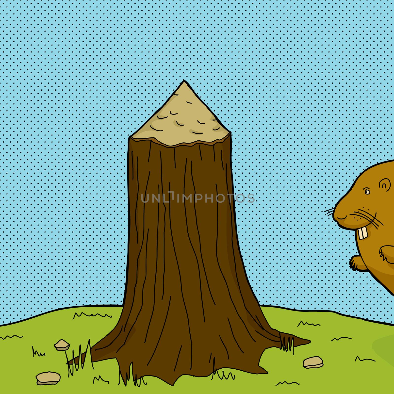 Tree Stump and Beaver by TheBlackRhino