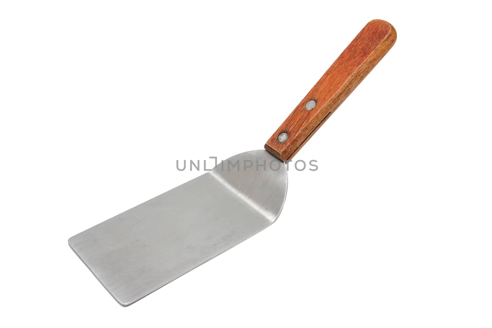 Trowel with wooden handle isolated on white background