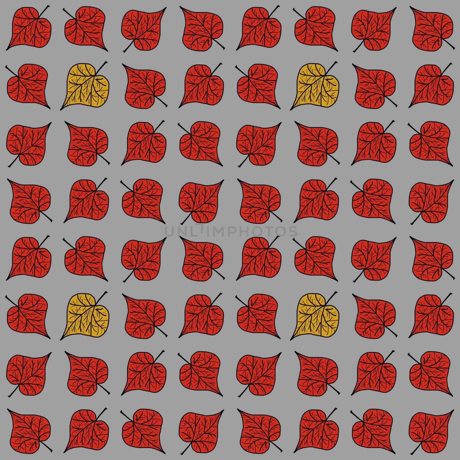 Digital computer graphic - decorative pattern with a drawing autumn leaves for design.
