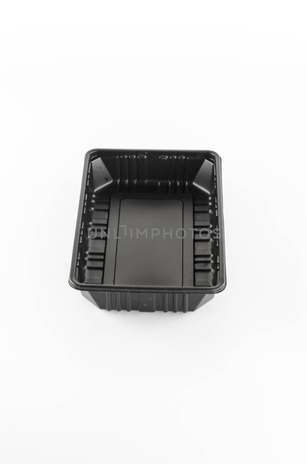 black plastic tray on a white background