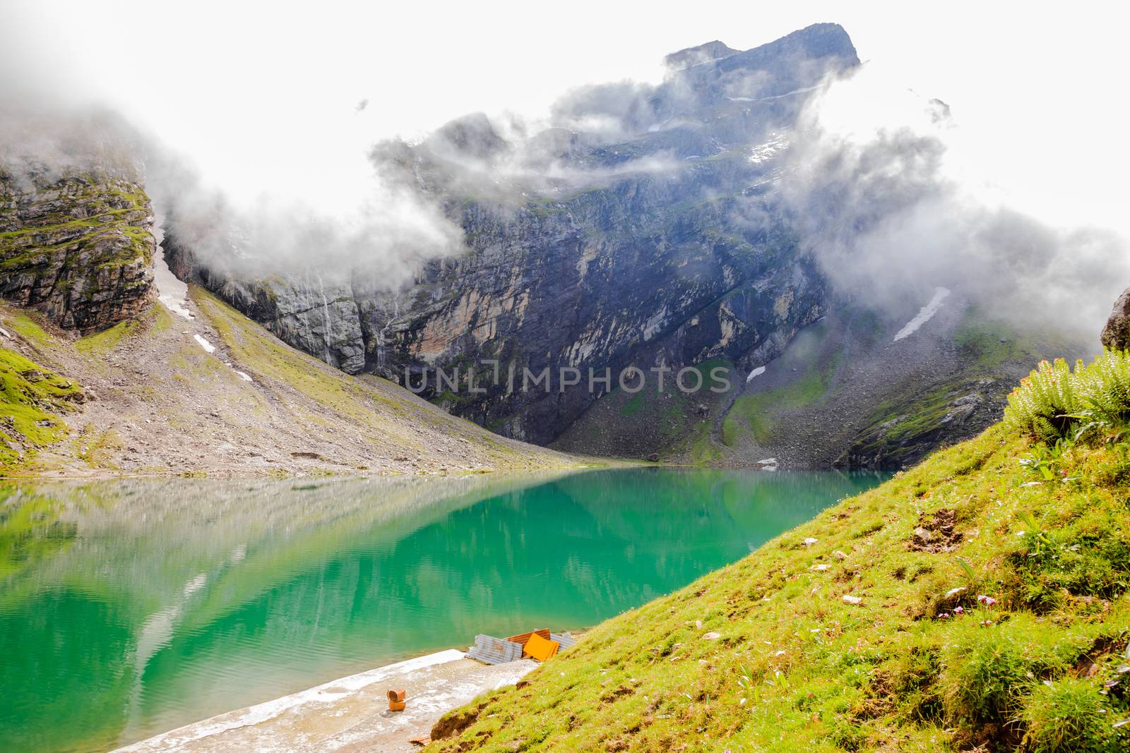 Hemkund lake at hemkund sahib, india