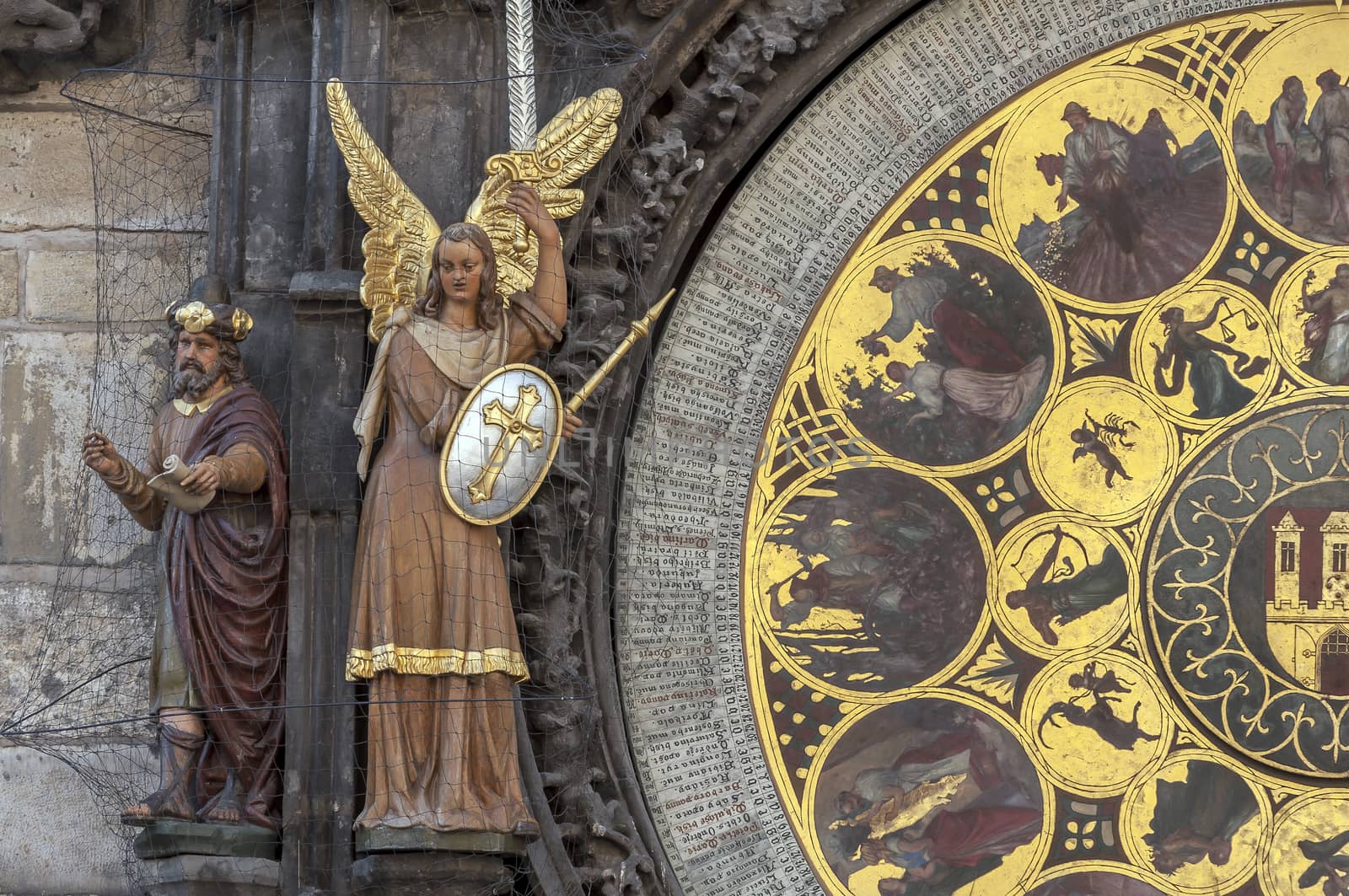 Calendar view of the astronomical clock of Prague, Czech Republic.