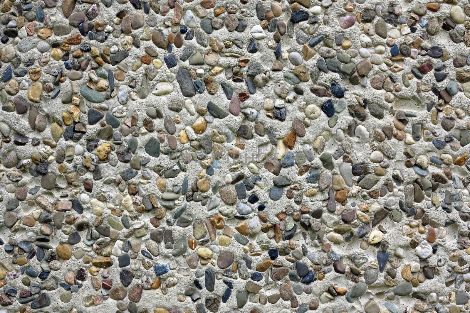 Detail of the cobble wall - dry dash texture