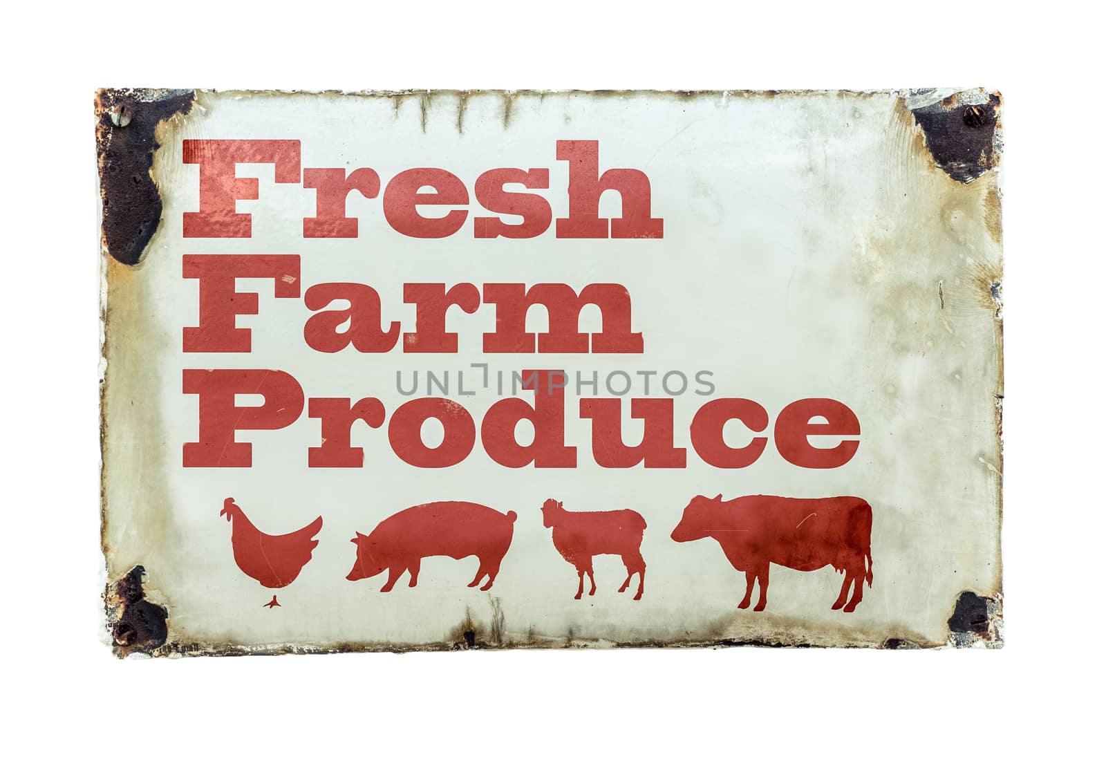 Grungy Rustic Vintage Sign For Fresh Farm Produce