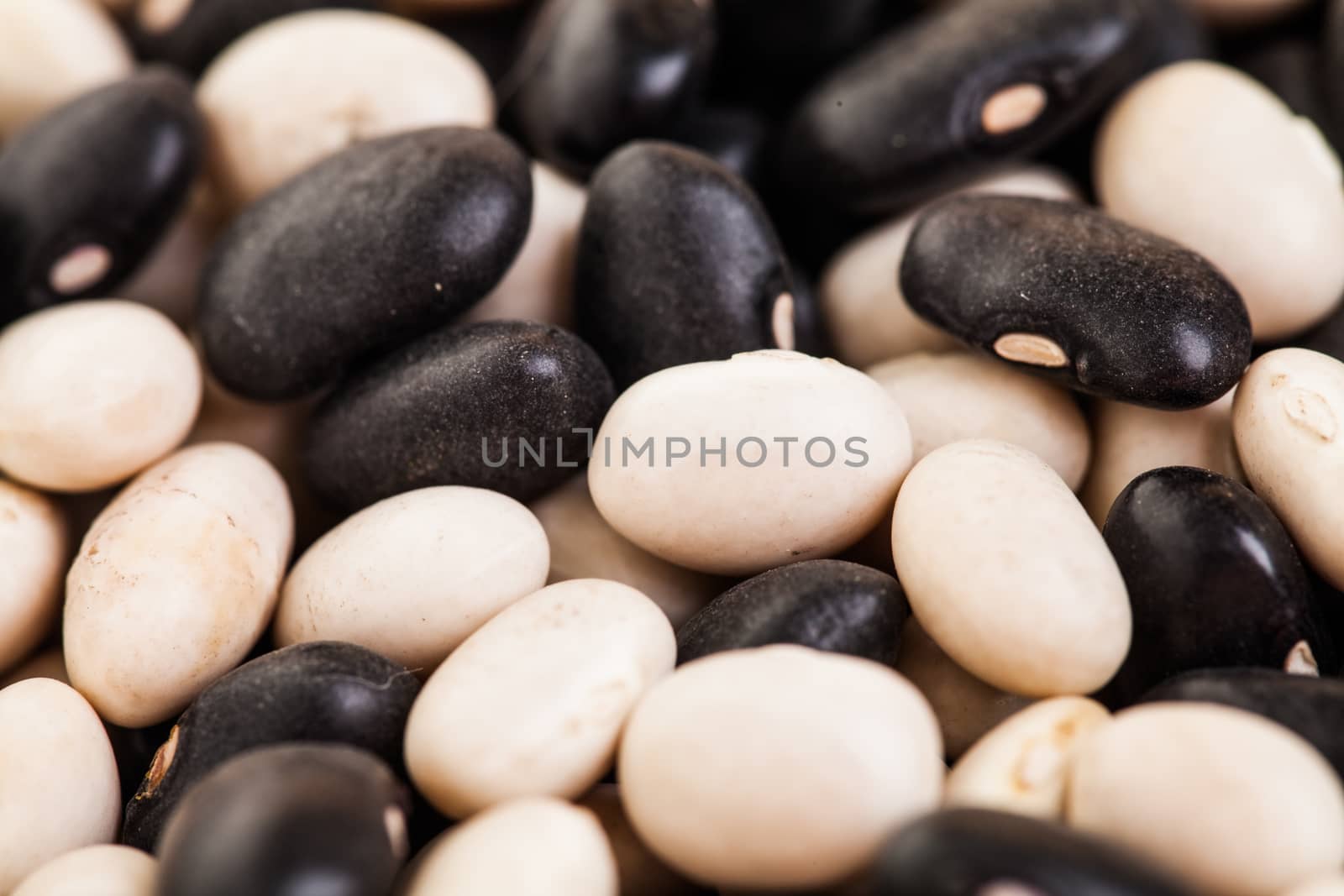 Extreme Closeup Macro Texture of Black and White Beans