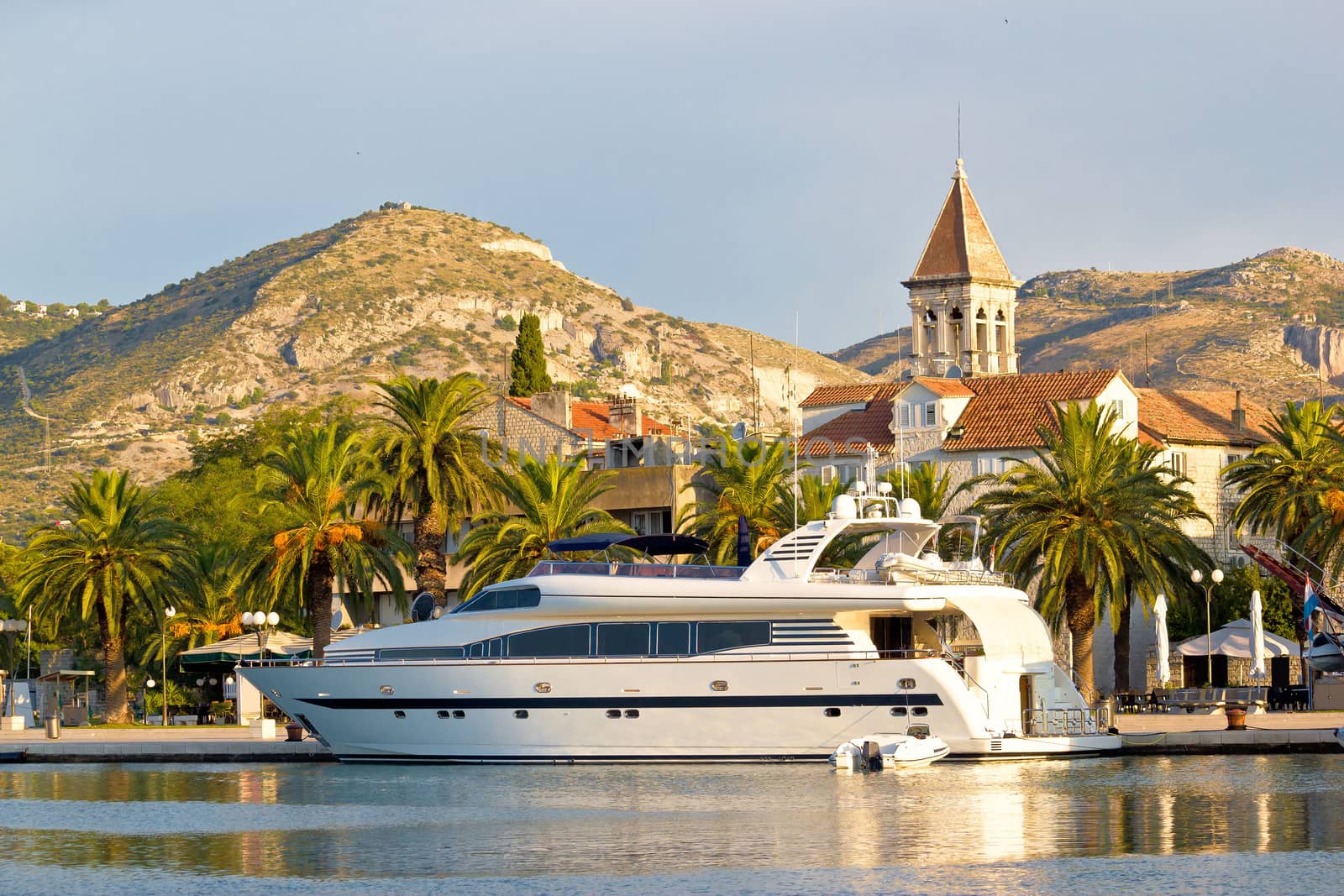 Dalmatian town of Trogir waterfront, tourist destination of Croatia and UNESCO world heritage site