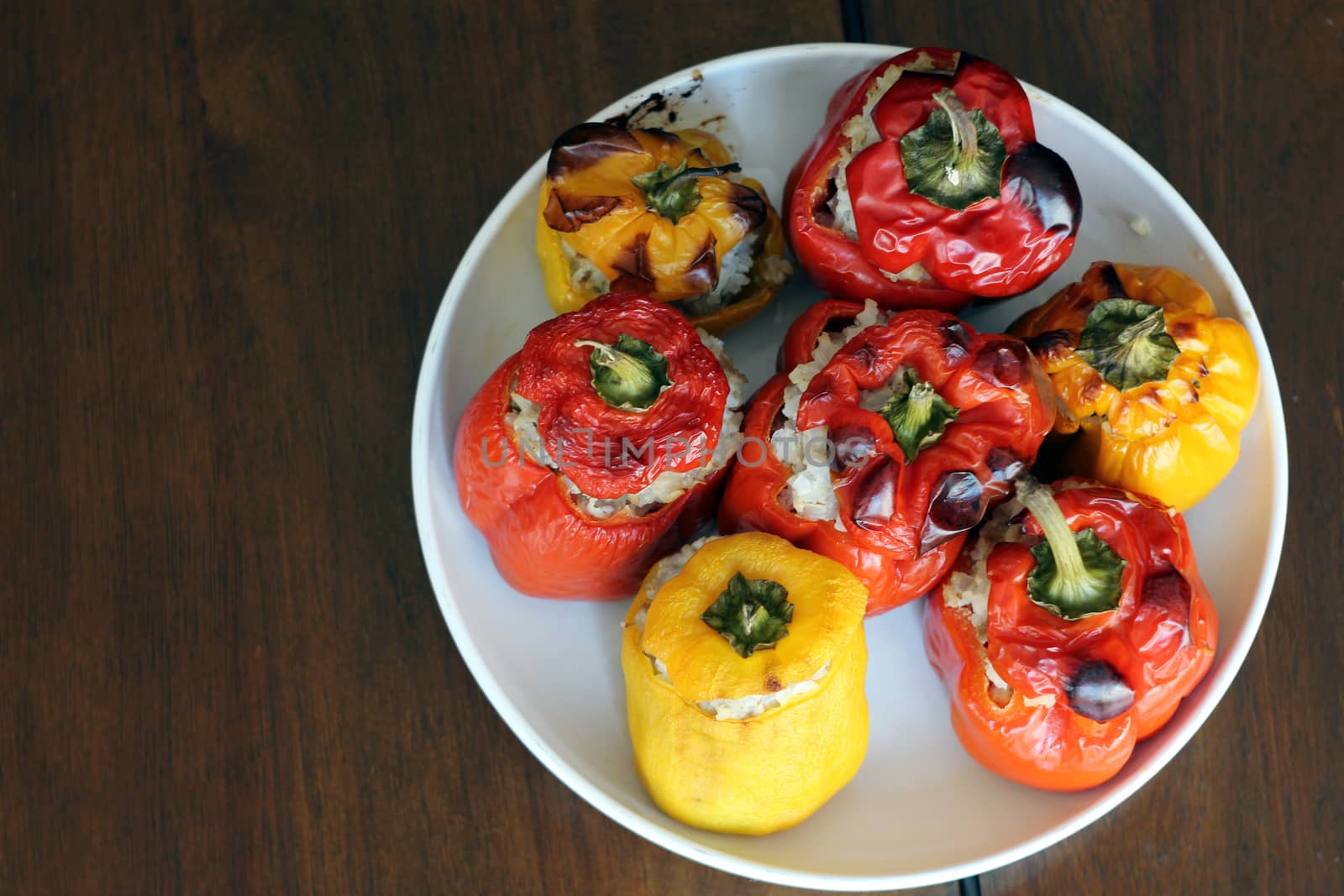 Roasted peppers with minced meat and rice inside by sanzios