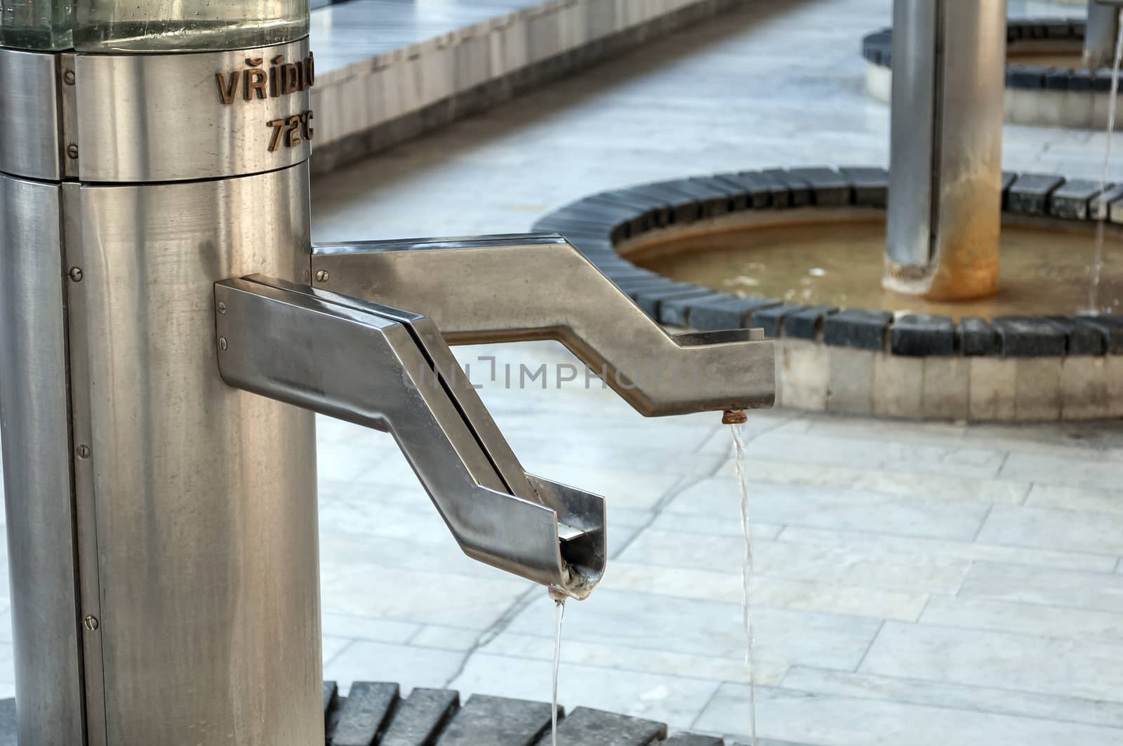 Hot spring water in the spa town of Karlovy vary, Czech Republic.