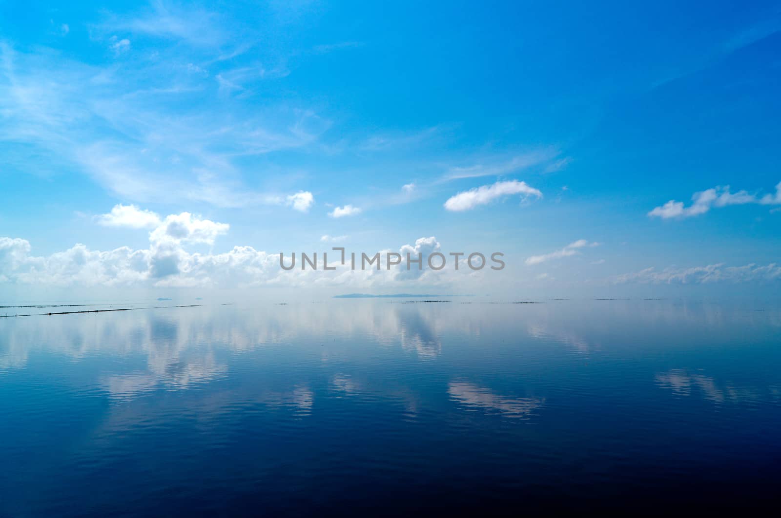 The cloud over lake at Songkla Lake, Thailand.