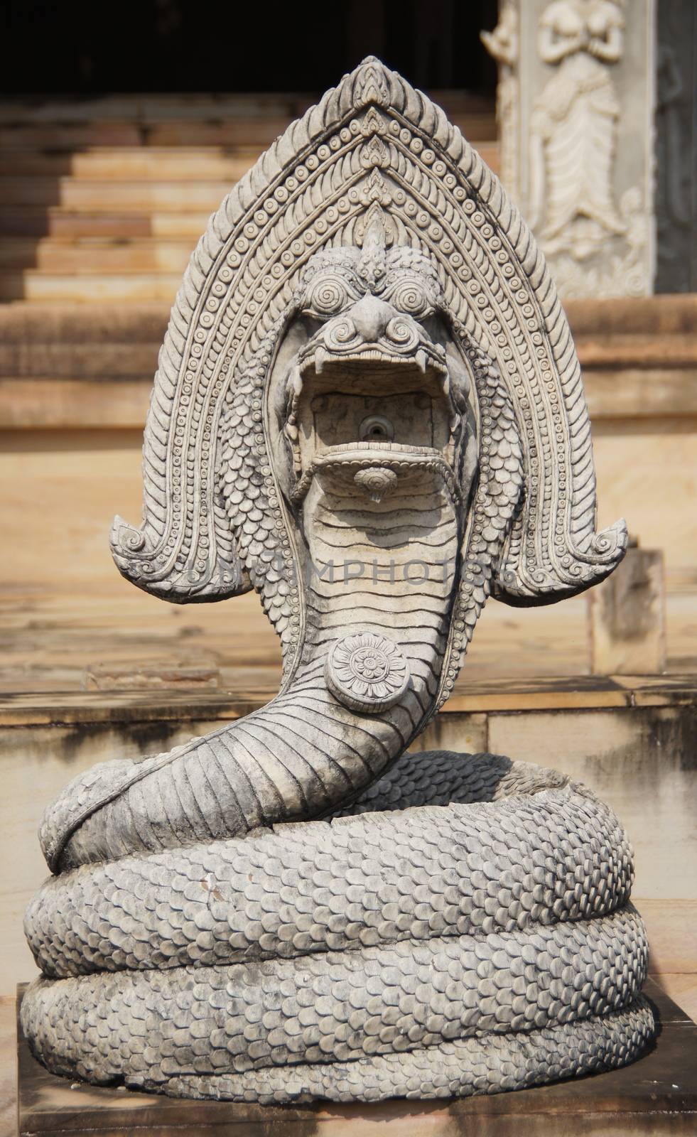 Stone sculpture art anaconda remains a national public Thailand.