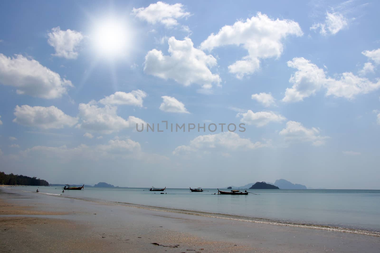 Sand, sea and sky at Pak Meng Beach, Trang Province, Thailand.