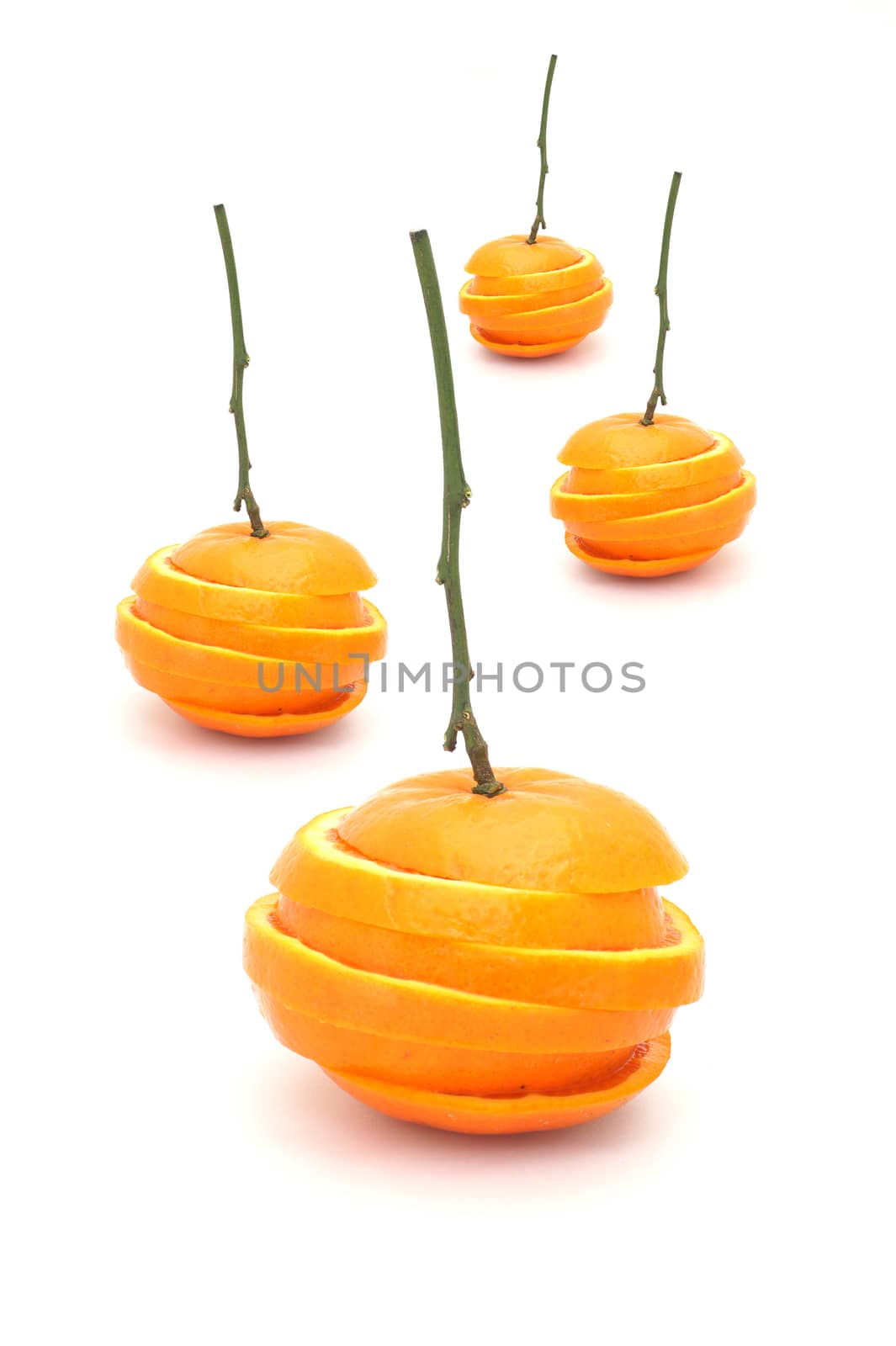 Fresh orange slices isolated on white background. by Noppharat_th