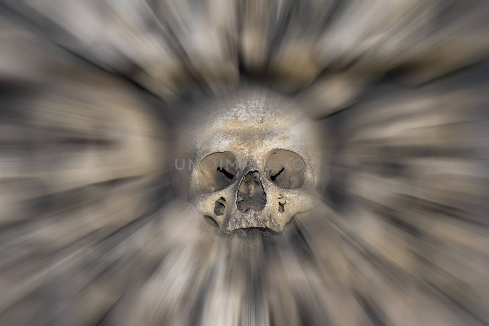 Abstract image of the human skull - blured - fear and trembling